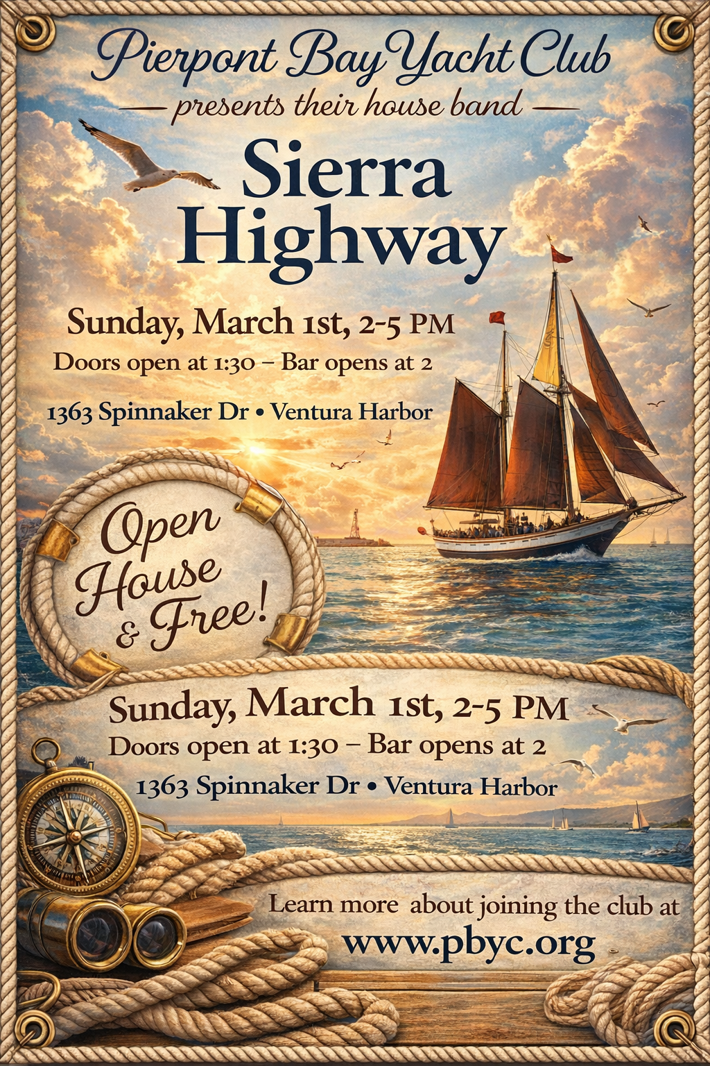 Sierra Highway Poster for March 1 at PBYC